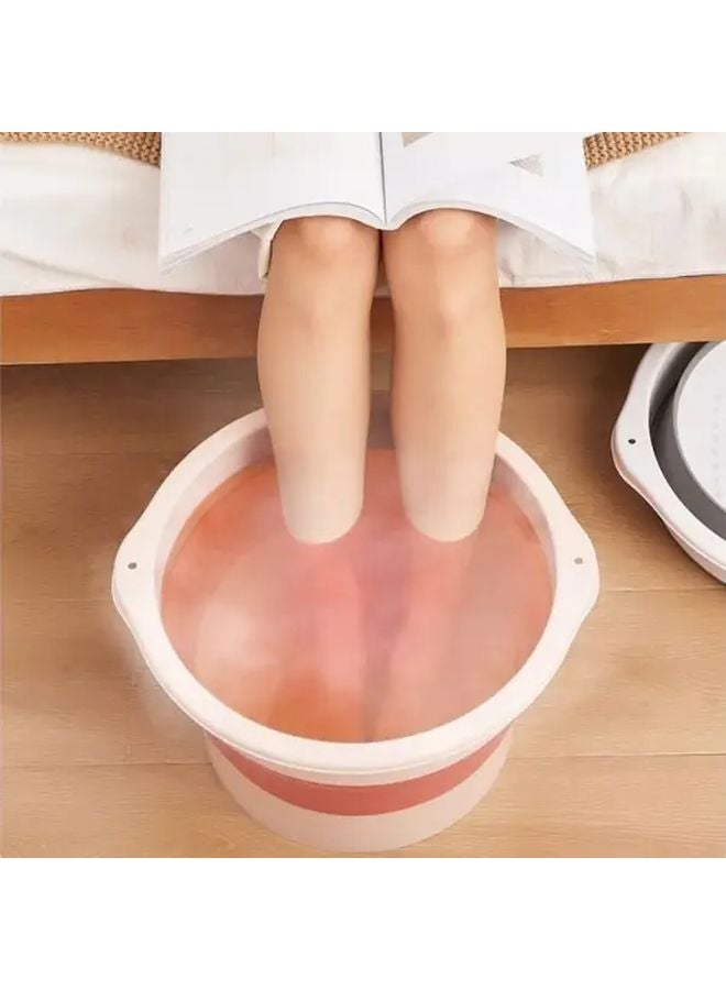Pink Foldable Foot Basin Portable Thickened Soaking Tub With Sole Massager - Image 5